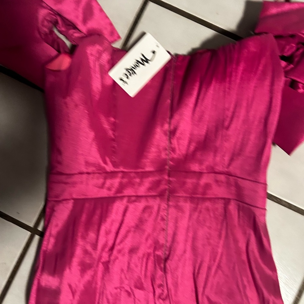 NWT BOW SHOULDER TAFFETA DRESS - Picture 4 of 4